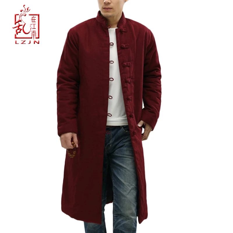 

Lovers' Clothes Unisex Trench Coat For Men Winter Long Jacket Cotton-padded Traditional Chinese Cloth Erkek Mont Gabardina