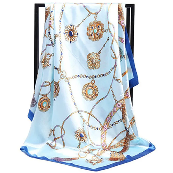 Женский шелковый шарф модный принт большие квадратные шарфы для женщин Роскошные Дизайнерские шали 90*90 см Бандана Платок мусульманский хиджаб - Цвет: MR633