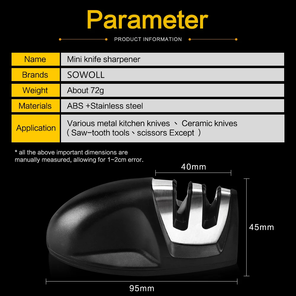 Sowoll кухонный резак нож заточка Инструменты Профессиональный 2 в 1 точильный камень кухонные инструменты бытовые мини-Аксессуары