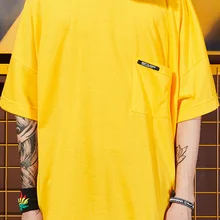 Хип-хоп чистый цвет оверсайз круглый воротник рукав летучая мышь уличная хип-хоп Тайд мужчины и женщины Повседневная футболка с коротким рукавом