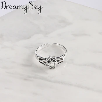 

Bohemian Fashion 925 Sterling Silver Owl Antique Rings For Women Girls Big Finger Ring Bridal Jewelry joyas de plata