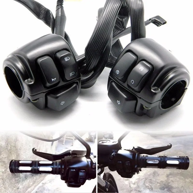 Pair Motorcycle 1" 25mm Black Handlebar On/Off Switches Control +29