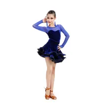 Взрослый Детский костюм для латино-американских Танцевальный костюм старших кисея с длинным рукавом Детское платье для латинских танцев для женщин/Детский костюм для латино-американских танцев платья S-4XL