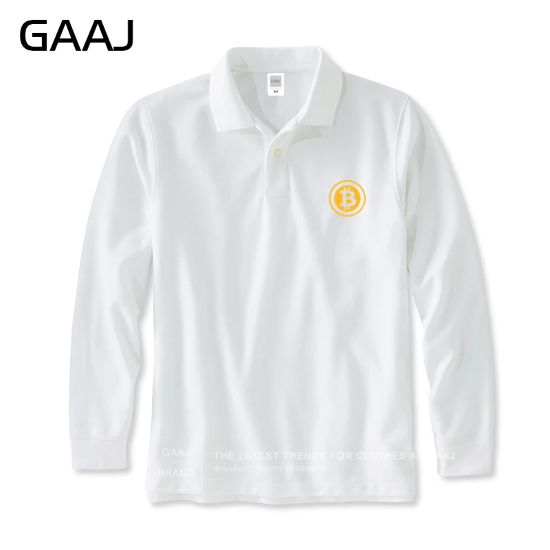 GAAJ Биткоин рубашки поло для мужчин и женщин унисекс бренд-одежда Высокое качество Мужская толстовка поло мужской бизнес& C# G643W - Цвет: Long White