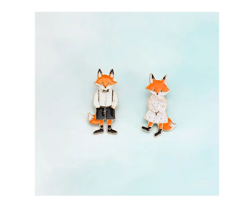 Кролик лиса кошка пара эмалированные Значки шляпа рюкзак аксессуары ювелирный подарок для возлюбленных для пары животных Ювелирные изделия