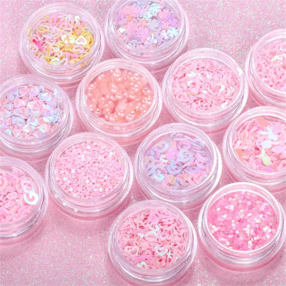 

12pots/set Mermaid Half Pearls Star Moon Laser Sequins Glitters Nail Art Decorations 3d Manicure UV Gel Polish DIY Accessory