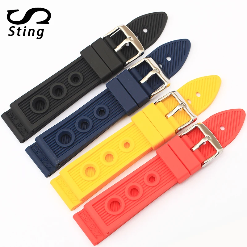 

Sting strap Fashion Waterproof Men's 22 24mm Watchband with Holes Suitable for Bainianling Rubber Watch strap