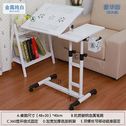 Quality Metal Rolling Laptop Desk Stand Height&Angle Adjustable Rotate Laptop Table for Bed with Pen Holder Computer Desk