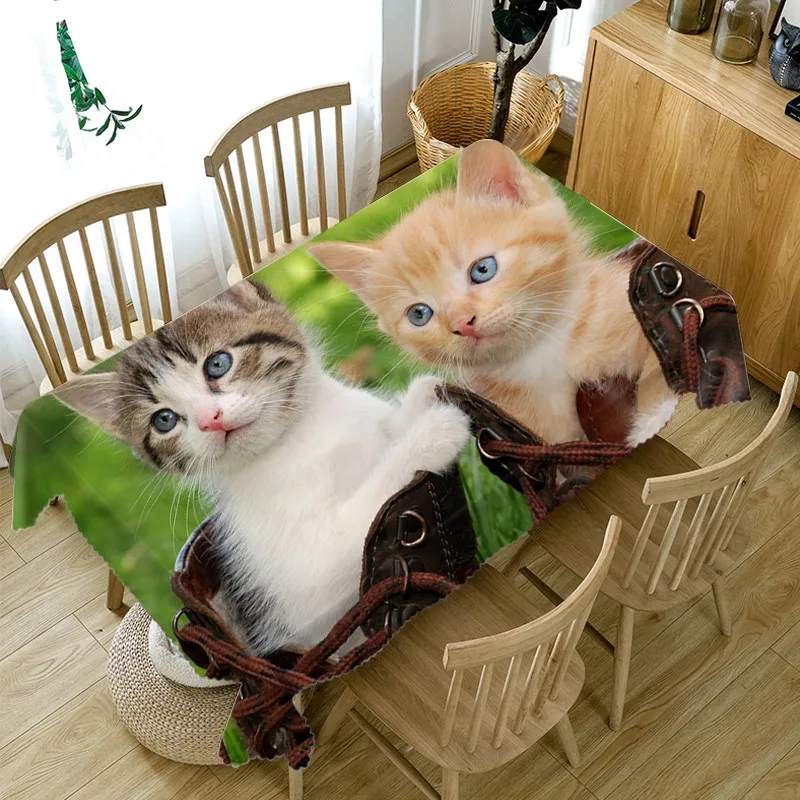 

2018 Waterproof rectangle Round Table Cloth 3D cute cat Home Decoration Tablecloth mesa toalha de tapetes