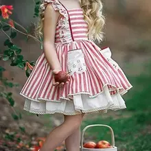 Испанское платье принцессы в стиле Лолиты платья в полоску Кружевной Костюм Летние вечерние платья без рукавов для маленьких девочек на свадьбу