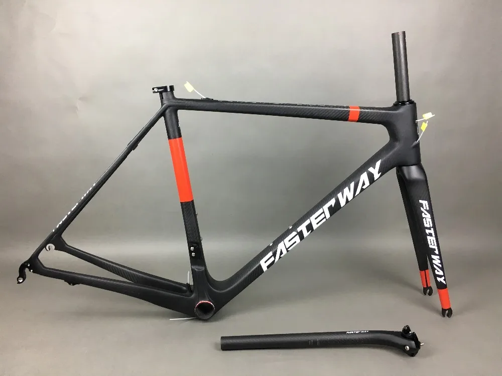 Best classic design FASTERWAY PRO full black with no logo carbon road bike frameset:carbon Frame+Seatpost+Fork+Clamp+Headset,free ems 81