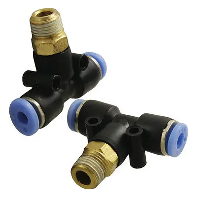 

2 Pcs 1/8" Thread 4mm One Touch Push In T Joint Quick Fittings