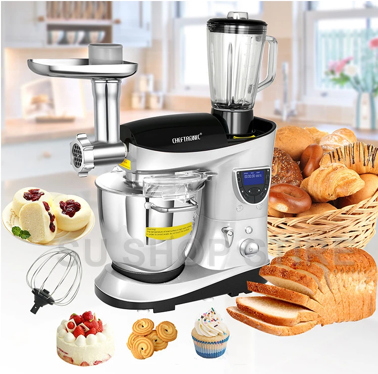 

CHEFTRONIC 4 In 1 Multifunction Kitchen Stand Mixer SM-1088, 1000W 7.4QT Precise Heat Stainless Mixing Bowl with Meat Grinder B