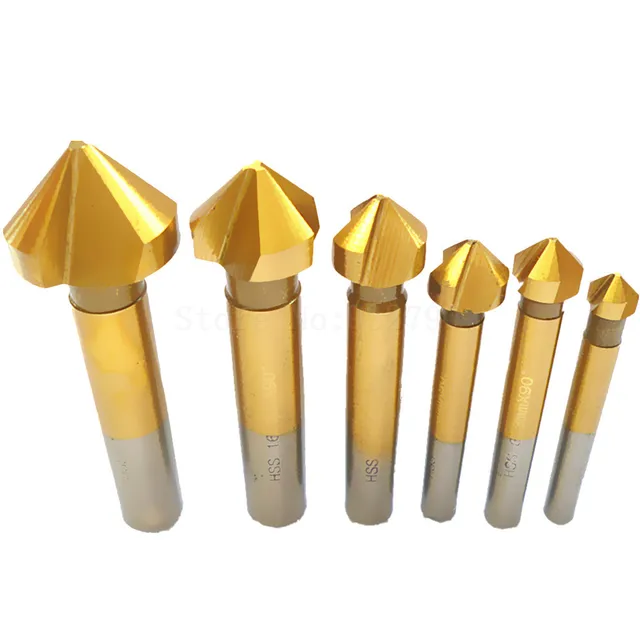 6pcs 3 Flute 90 Degree Hss Chamfer Cutter Chamfering Drilling End Mill Drill Milling Cutting