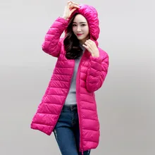Autumn and winter The New Light and thin Long section Slim Hooded Large size Down jacket