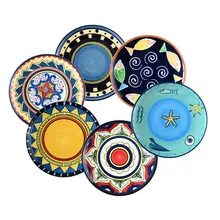 Western Dining Room Modern Decoration Coloured Drawing Fine Ceramic Decorative Wall Plate Christmas Gift Present