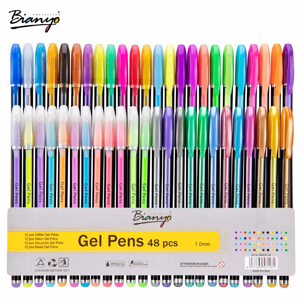 Bianyo 48 Colors Artist Sketch Marker Set For Different Type Flash Highlight Metal Gouache Pen School