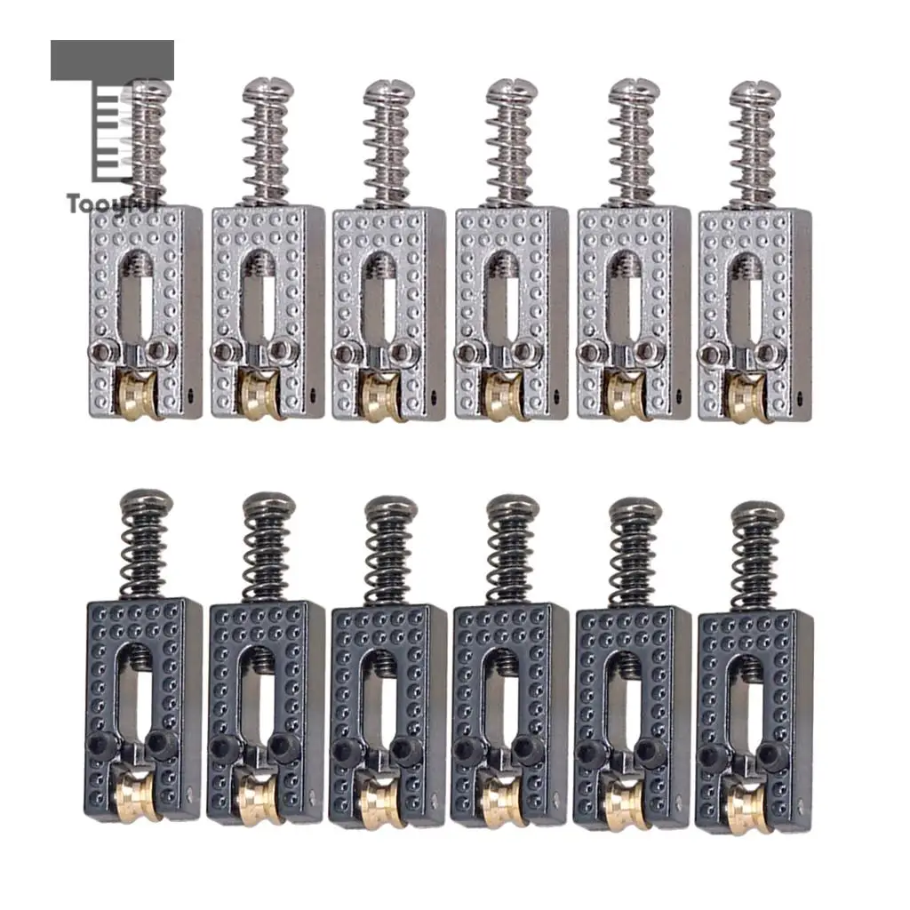 Tooyful 6 Pieces Zinc Alloy Guitar Roller String Bridge Saddles for Electric Guitar Replacement Parts