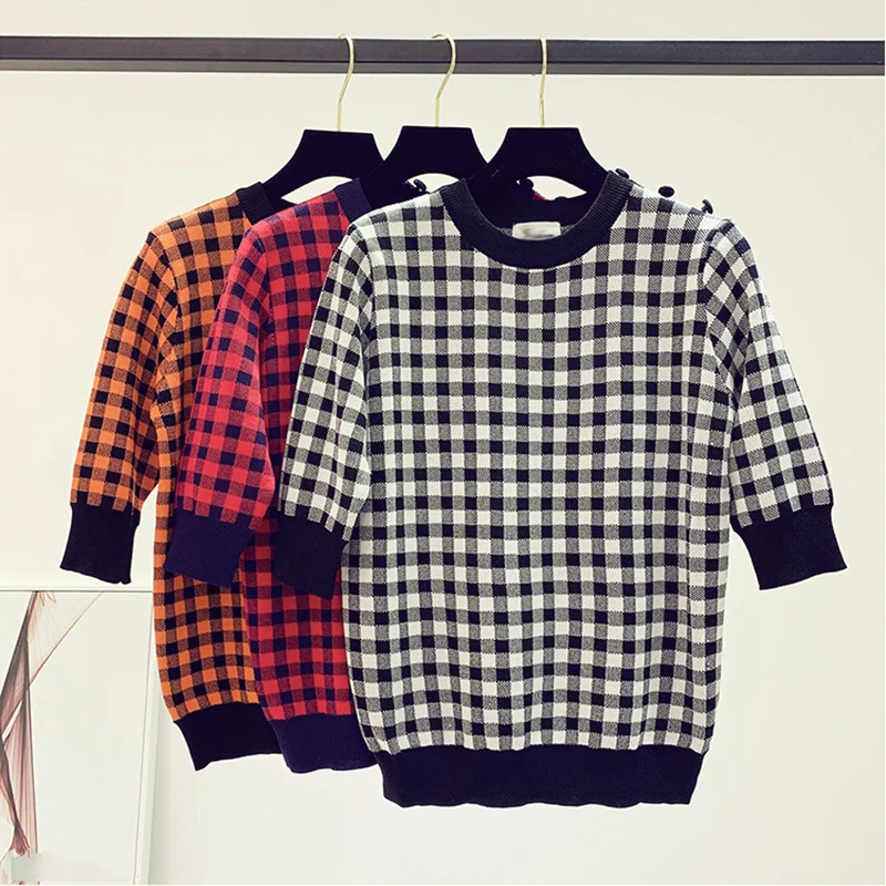 

Korean version ice silk knitted sweater in early summer of 2019