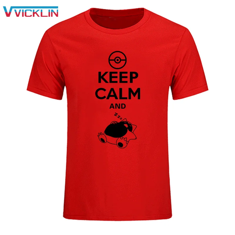 Новинка 2019 модная футболка с надписью Keep Calm And Carry On Snorlax Sleep Pokemon хлопковая