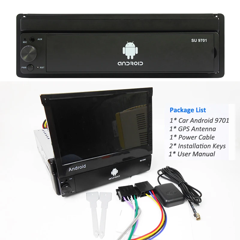 Best 1 Din Android Car Radio GPS Navigation Mirror Link Bluetooth Wifi USB TF 7" Retractable Multimedia Player Head Unit PHYEE 9701 5