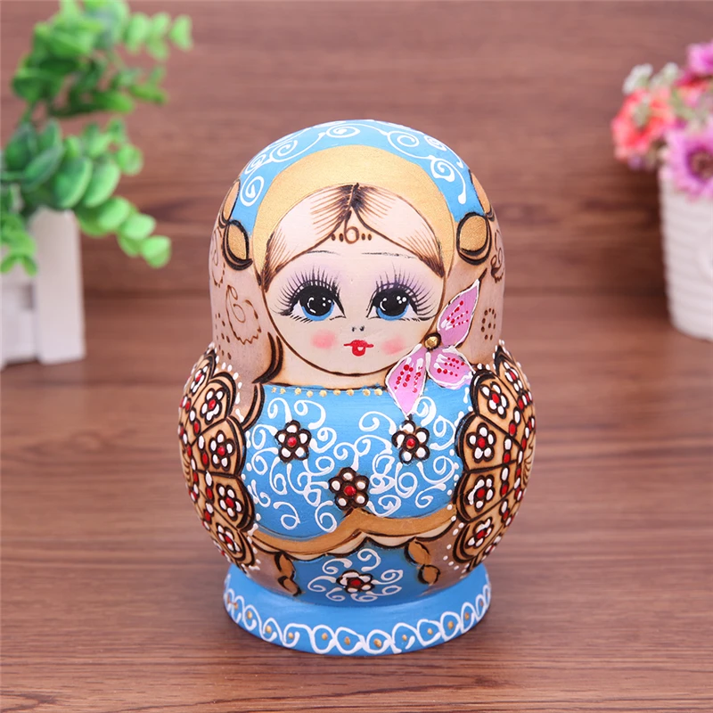 

15&10&7pcs/Set Beautiful Girls Printed Russian Matryoshka Dolls Wood Wreath Handmade Nesting Toys Craft Favorite Creative Gift