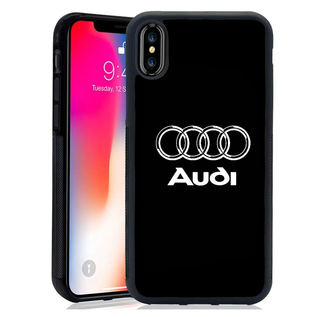 luxury tpu+Tempered Mirror shell silm Audi Series logo design case For iPhone XS Max XR 8 7