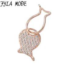 Fyla Mode Luxury Cubic Zirconia Charm Fish Charm Pendants For Necklace Gold Plated Micro Pave Zircon Jewelry Accessory 25*10mm