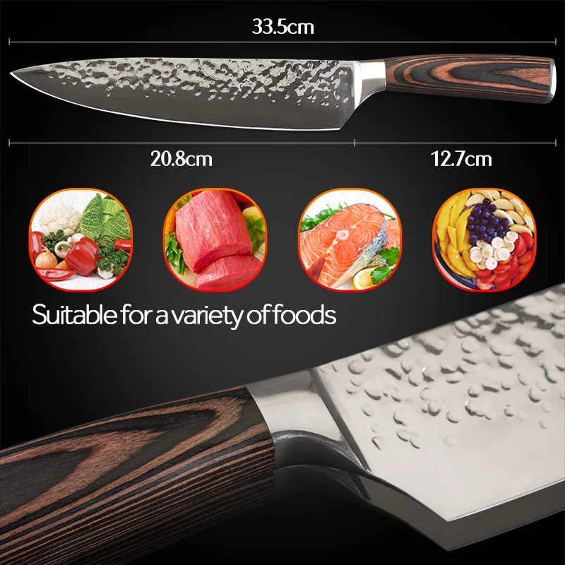 Острые кухонные ножи Santoku 7Cr17Mov шеф повара из нержавеющей стали 8 дюймов