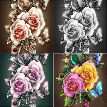 

full square/round Embroidery Pattern diamond 5D DIY paintings color rose 3D Cross stitch kits mosaic pictures wall stickers