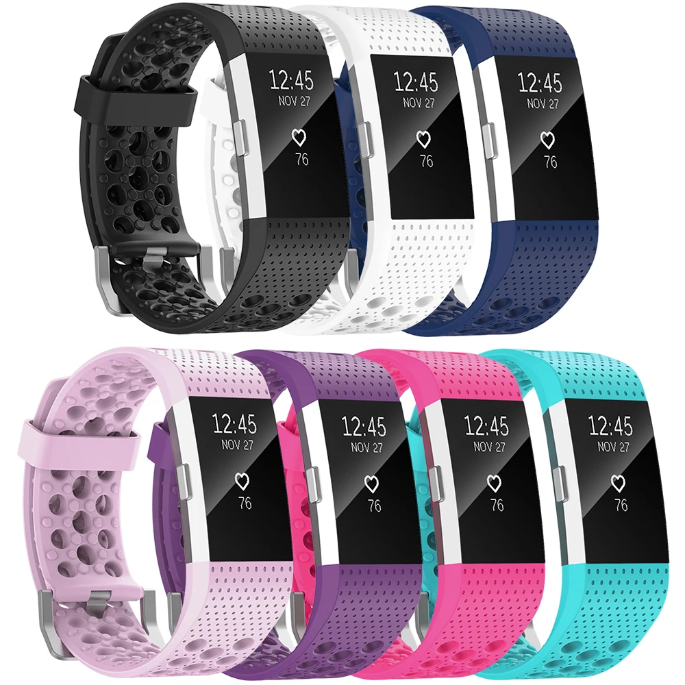 C2TQ) ремешок для часов FitBit Charge 2 полосы мягкий спортивный браслет дышащий браслет для Large Charge 2 большой маленький