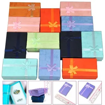 

12Pcs Mixed Color Jewelry Gift Paper Boxes Organizers for Ring Earring Necklace Bracelet 5x8x2.5cm
