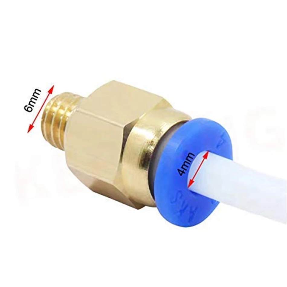 PTFE تفلون أنبوب ID 2 مللي متر OD 4 مللي متر + PC4-M6 PC4-M10 هوائي موصل + MK8 فوهة 0.2 مللي متر 0.3 مللي متر 0.4 مللي متر 0.5 مللي متر الطارد ل 3D طابعة