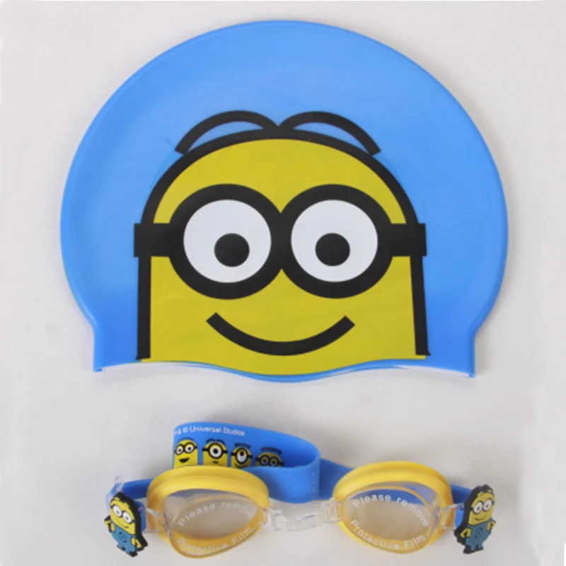 Горячая Распродажа, шапочка для плавания с изображением Микки Мауса, силиконовые детские противотуманные очки для плавания,, детская шапочка для плавания
