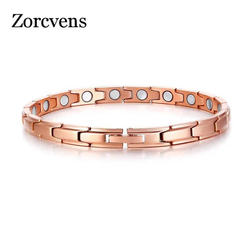

ZORCVENS 6mm Magnet Bracelets for Women Stainless Steel Bio Energy Power Health Care Female Temperament Jewlery Pulseira