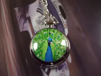 

2012 Free shipping hot sale wholesale ladies mens New peacock green blue Steel mini Pocket Watch Antique wp189