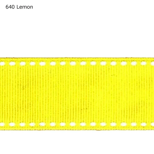 

7/8" inch 22mm white saddle stitched lemon grosgrain ribbons