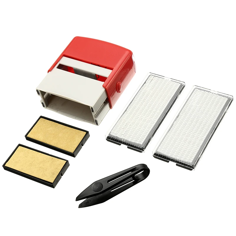 

Custom Personalised Self Inking Rubber Stamp Kit Business Name Address DIY WXV Sale