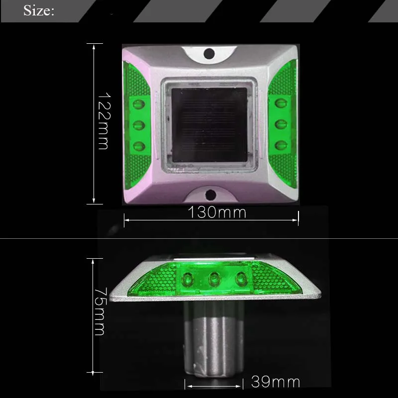 Flashing mode Green color Solar Aluminium Road Stud