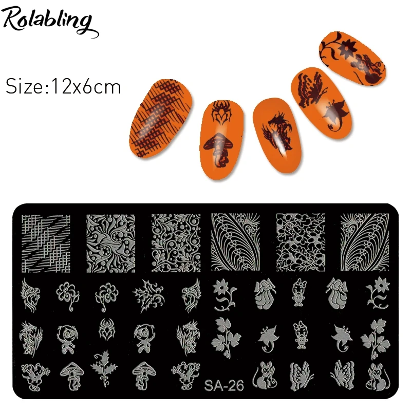 

Rolabling New One Pattern Stainless Steel Nail Art Stamping Plates Nail Manicure Printer Tool Templates Nail Stamp Stencils