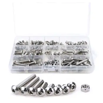 

Wholesales item 150Pcs M5 Stainless Steel Button Head Hex Socket Head Cap Bolts Screws Nuts Assortment Kit