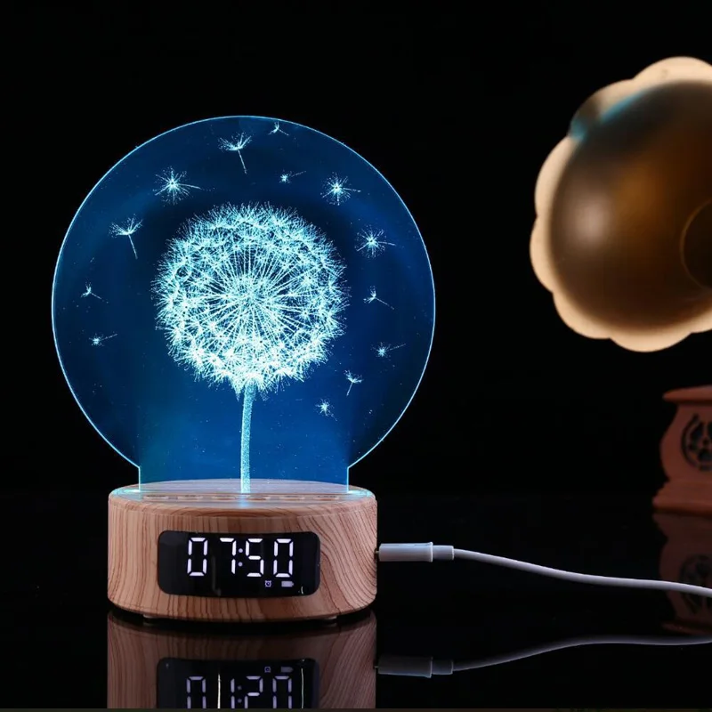 Светодиодный Ночной светильник, Bluetooth динамик, Ночной светильник, подарок, новая странная спальная ситуация, Ночной светильник, многофункциональная прикроватная лампа - Цвет: Dandelion