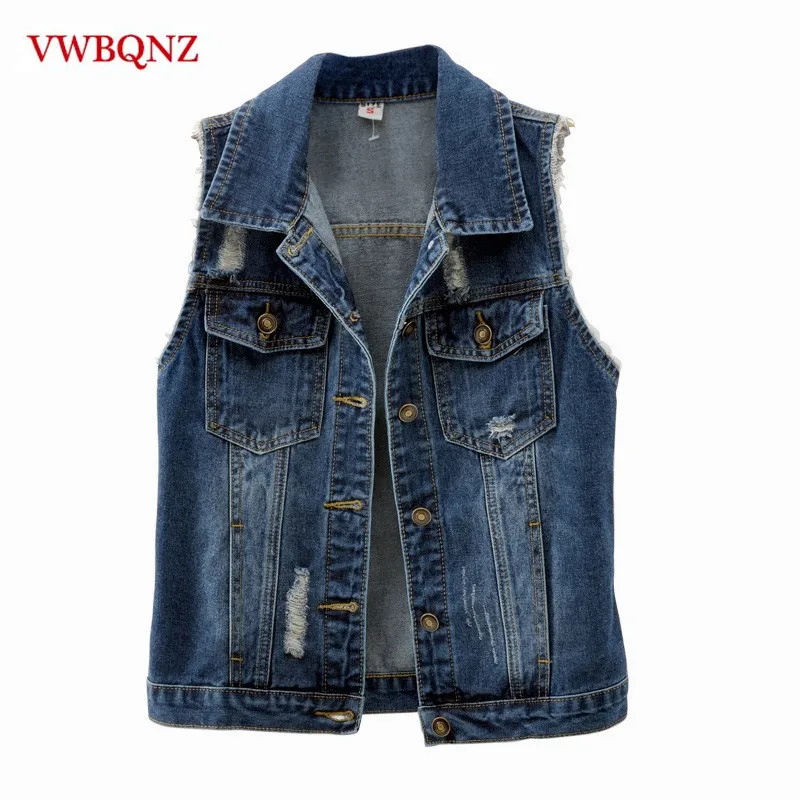 

Women Jeans Vest Jacket Cool Coat Spring Autumn Slim Sleeveless Female Denim Jacket Big size Casual Vintage Waistcoat Jacket 5XL