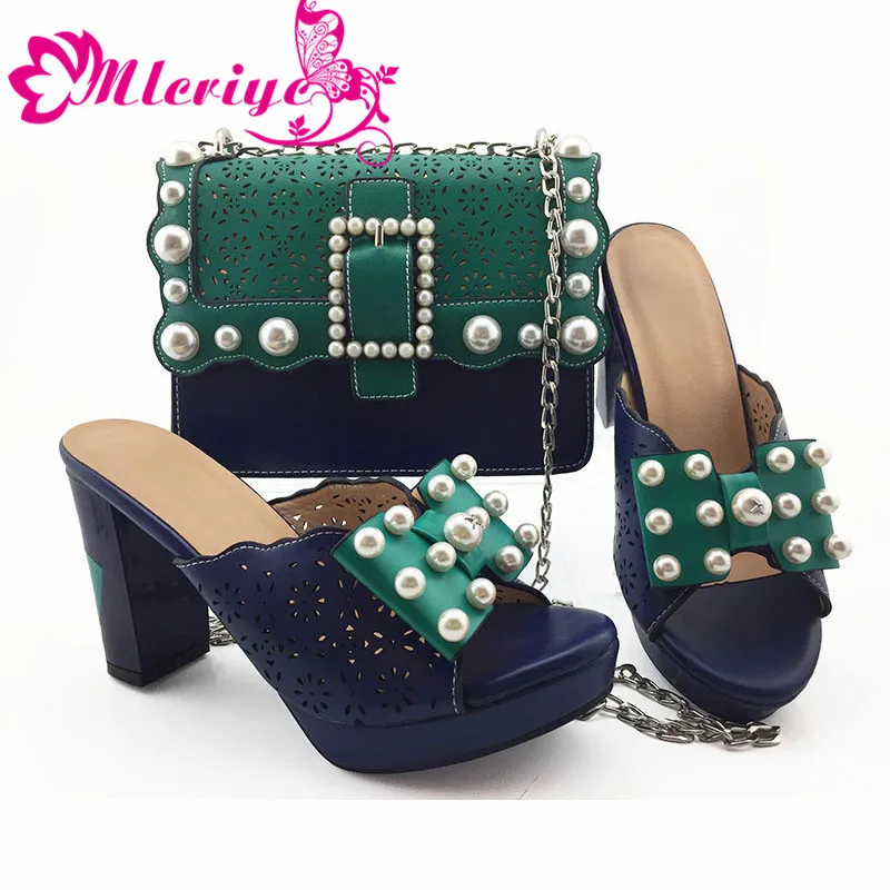 

Latest Design African Women Shoes and Bag Set Decorated with Appliques Matching Shoes and Bag Set In Heels Luxury Women Shoes