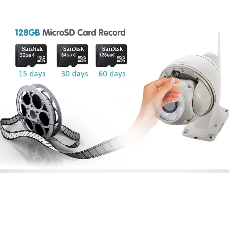 Sricam SP008B 720P Outdoor IP Camera 5X Optical Zoom Waterproof Wifi Cam Alarm Push 2-Way Audio Wir