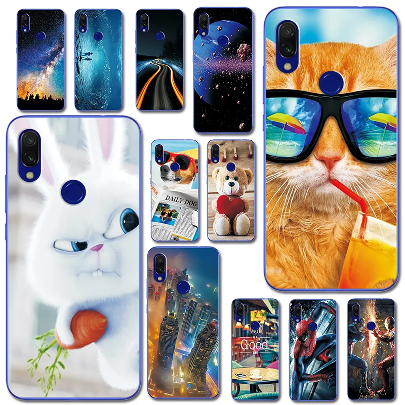 

Brilliant Phone Bags For Xiaomi Redmi 7 6.26'' Fantasy Starry Sky Case Cover For Xiaomi Redmi 7 Cute Bear Cat Dog Fundas