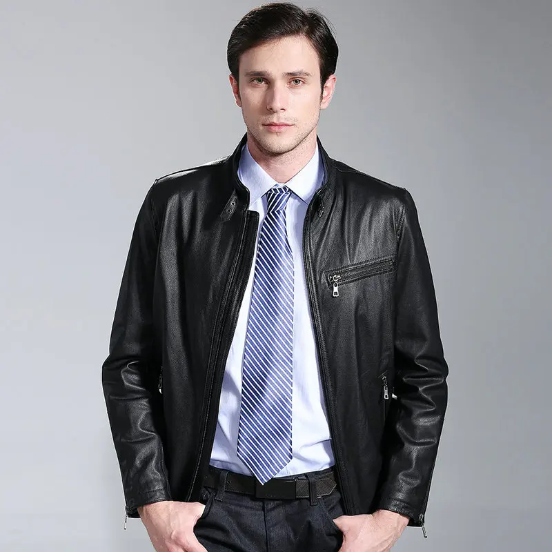 Special price new men coat New Zealand calfskin leather