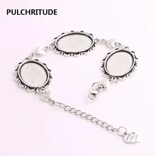 PULCHRITUDE 3 шт./лот металлической цепью Кабошон базы Fit овальная 18*25 мм ручной работы сердца Moon браслет ювелирные изделия diy C1022