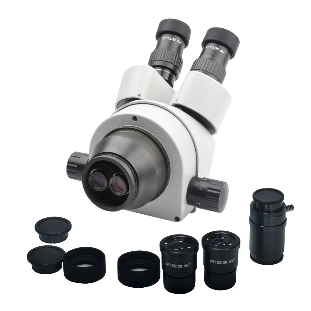Simul focal 7X 45X Trinocular Zoom Stereo Industrial Microscope Head