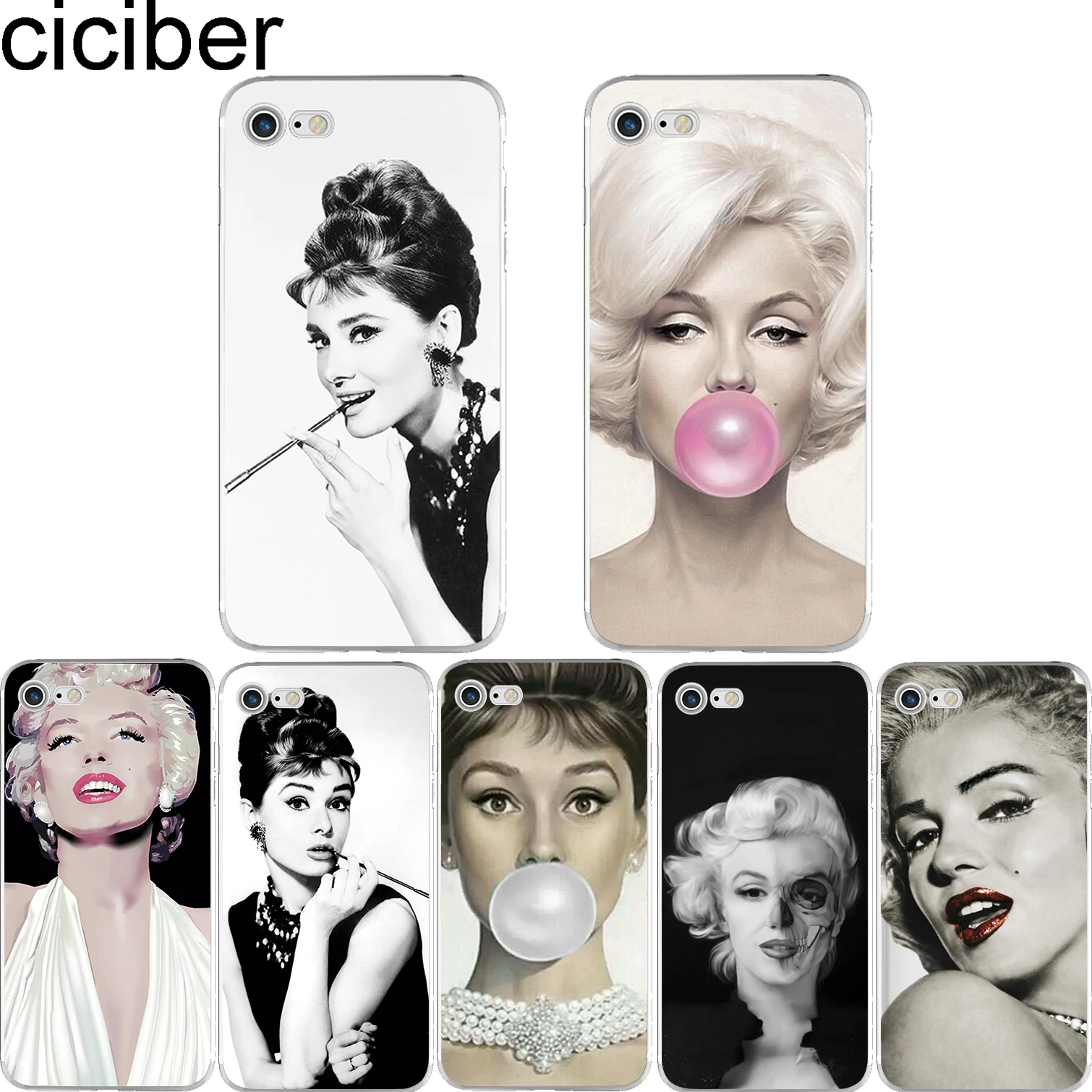 

ciciber Audrey Hepburn Marilyn Monroe Soft Silicon Phone Cases Cover for IPhone 6 6S 7 8 Plus 5S SE X Capinha Coque Fundas Capa